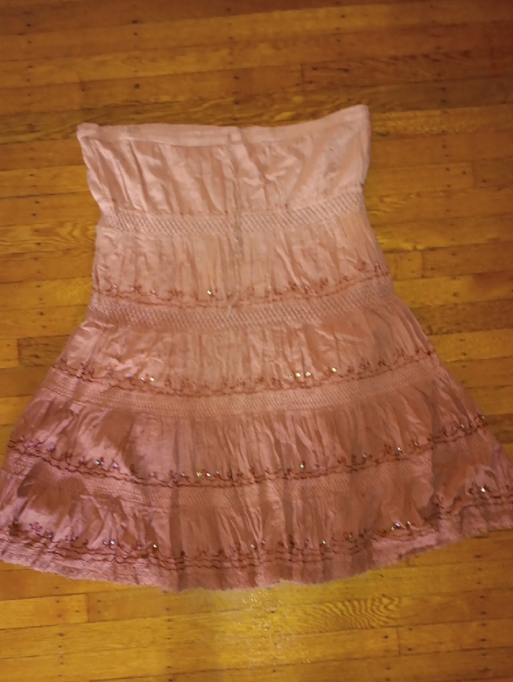 Strapless Tiered Rust Pink Skirted Dress